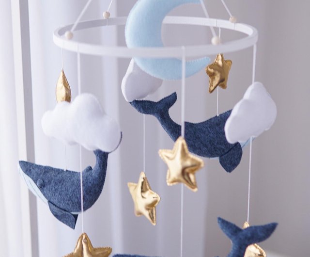 Whale Baby Mobile Fish Mobile Moon Baby Crib Mobile Grey Whale Mobile for  Nursery Neutral Nursery Mobile Baby Shower Gift 