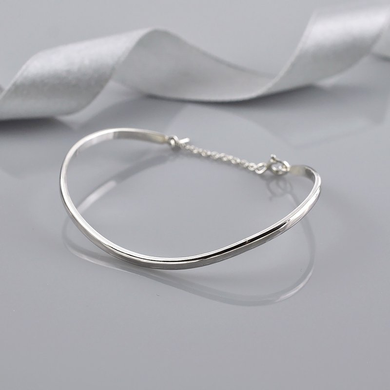 Sterling Silver Wavey Bangle,SV925 - Bracelets - Sterling Silver Silver