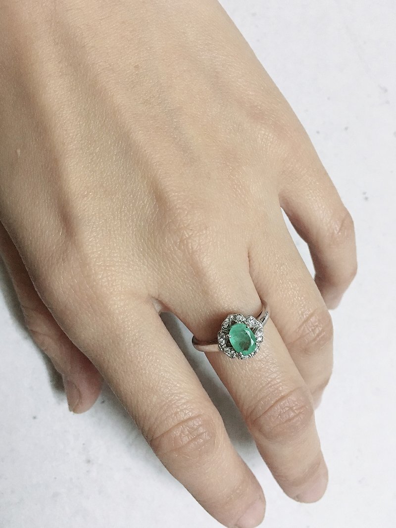 インドのジルコンで手作りエメラルド指輪92.5％シルバー - リング - 宝石 