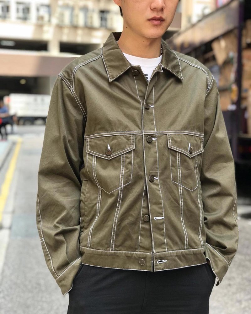 牛仔褸款Trucker Jacket - 男夾克/外套 - 棉．麻 黑色