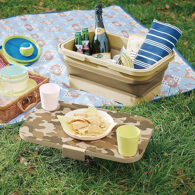 日本ISETO 日製二合一野餐露營折疊式提籃餐桌(附卡扣) - 野餐墊/露營用品 - 塑膠 多色