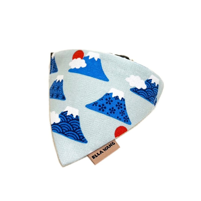 Ella Wang デザイン スカーフ ペット スカーフ 猫と犬 富士山 - 首輪・リード - コットン・麻 ブルー