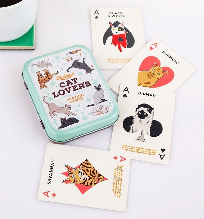 British Wild & Wolf and Ridley joint cat lovers special hand-painted cat playing card set - Other - Paper Green