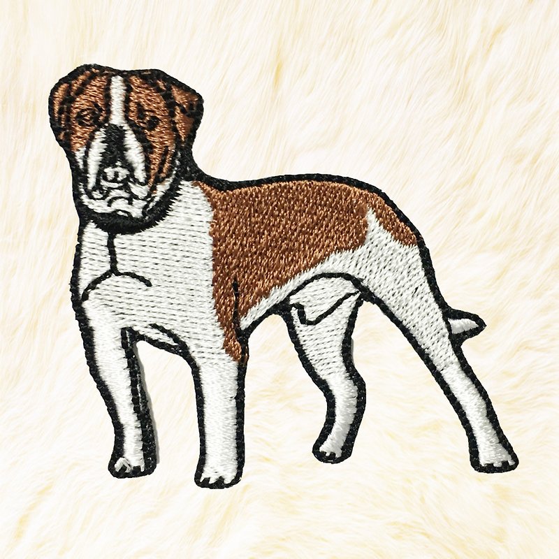 ตัวรีด American Bulldog Dog - เย็บปัก/ถักทอ/ใยขนแกะ - งานปัก สีนำ้ตาล