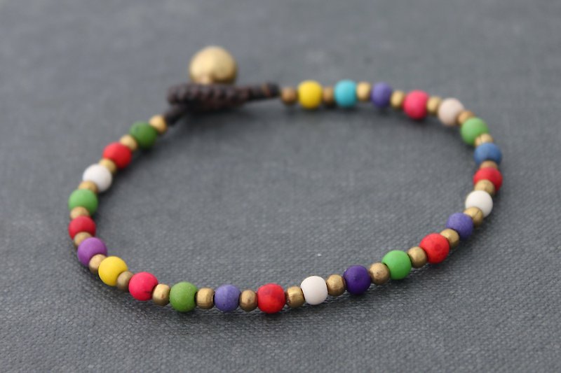 Candy Stone Mix Brass Beaded Bracelets Multi Color Rainbow Beads Bracelets  - Bracelets - Semi-Precious Stones Multicolor