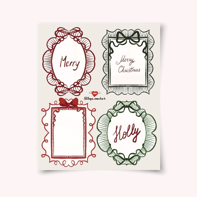 Hand-Drawn Holiday Frame Stickers – Set of 6 Sheets - 貼紙 - 其他材質 