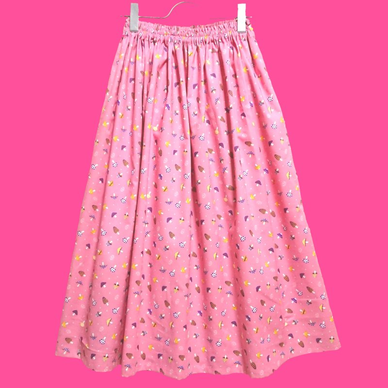 minimini Mushroom Skirt Pink / Free size / JAPANESE TEXTILE / 日本製 - 裙子/長裙 - 棉．麻 粉紅色