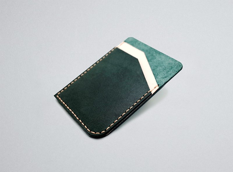 Leather Card Holder (13 colors / engraving service) - ที่เก็บนามบัตร - หนังแท้ สีเขียว