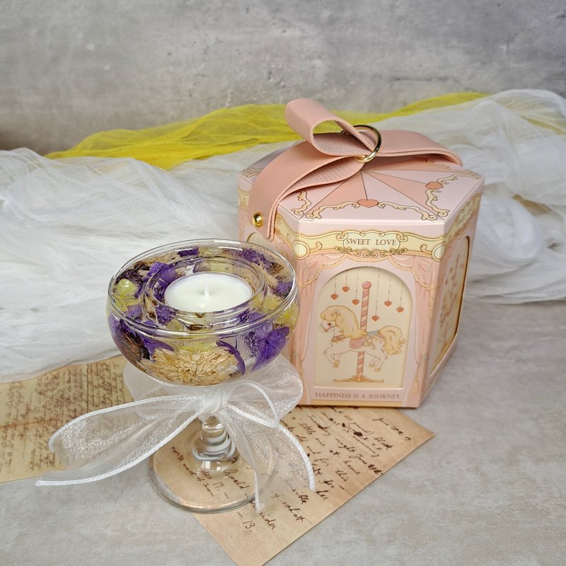 茶蠟燭台 乾花燭台  婚禮裝飾 母親節  姊妹禮物 紀念品 情人節 - 香氛蠟燭/燭台 - 蠟 紫色