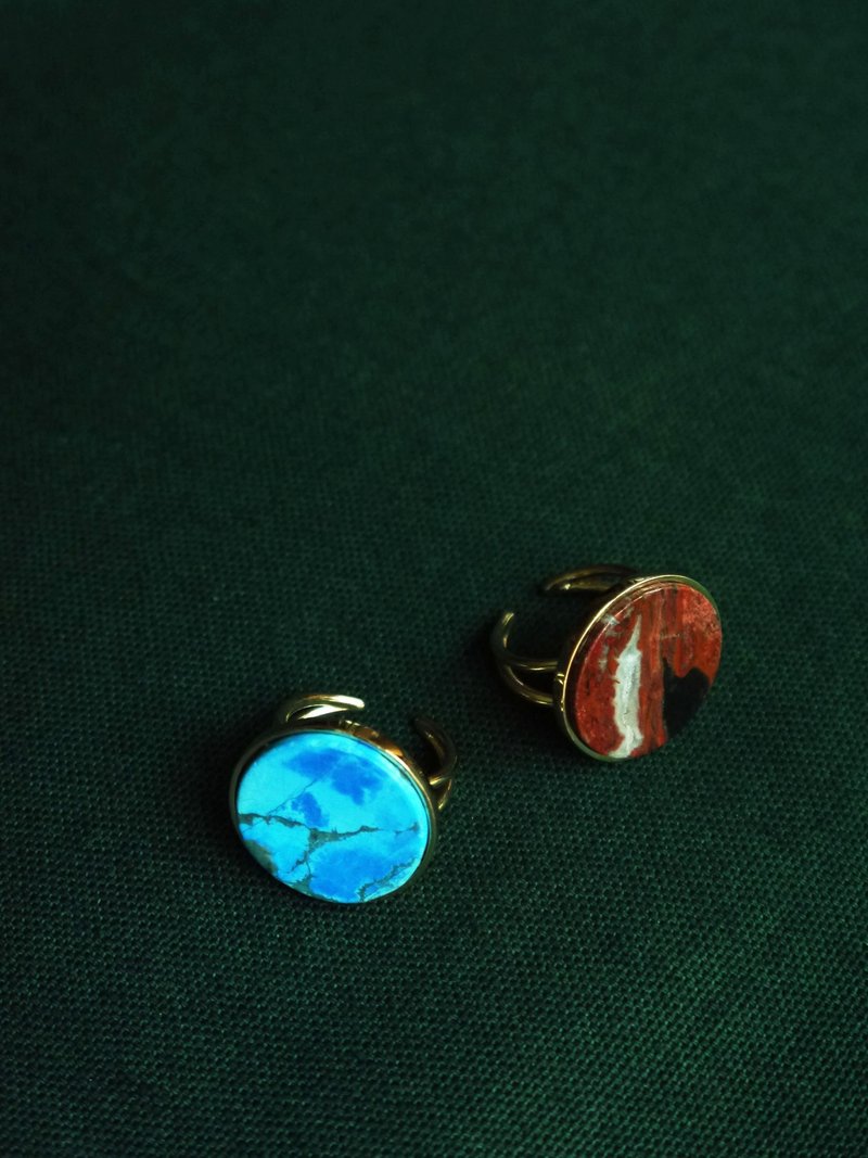 圓石戒指 Round Stone Ring - 戒指 - 銅/黃銅 金色