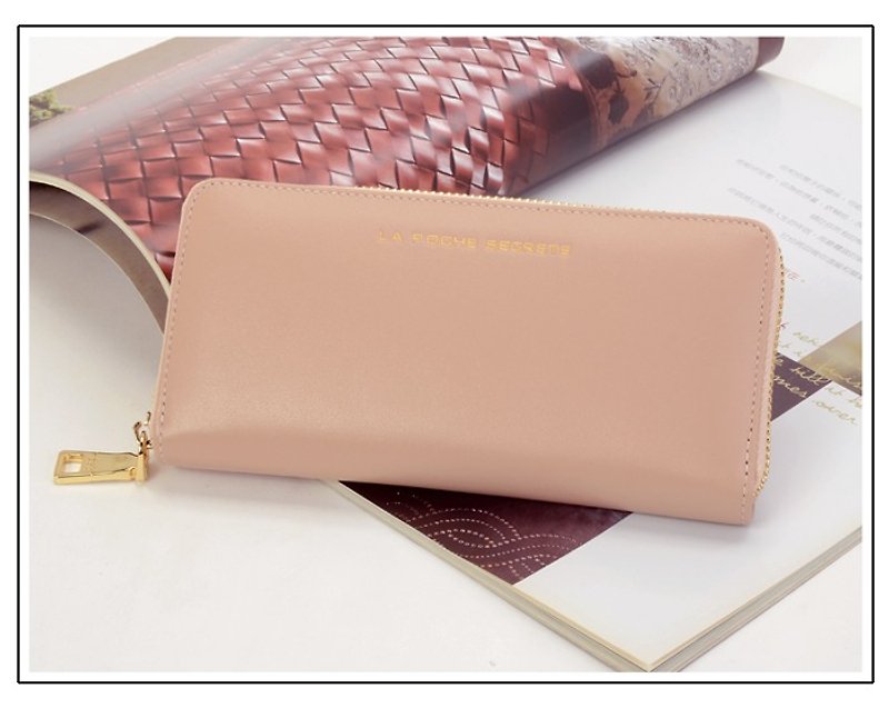 Gift of Love:] [La Poche Secrete favorite mo zipper long clip _ _ pink color calfskin - Wallets - Genuine Leather Pink
