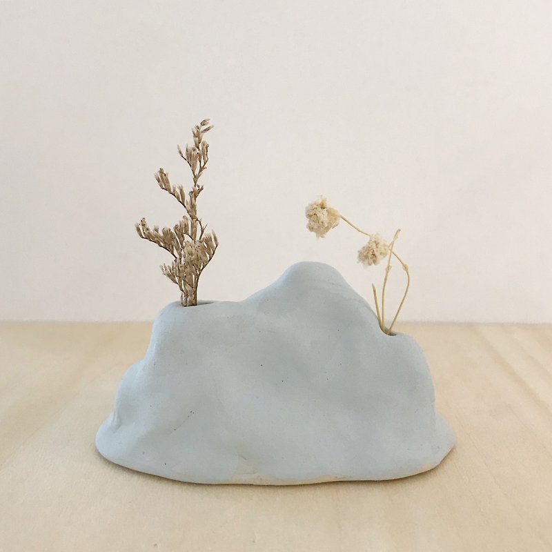 山系|装飾|花| 01 - 花瓶・植木鉢 - 陶器 ブルー