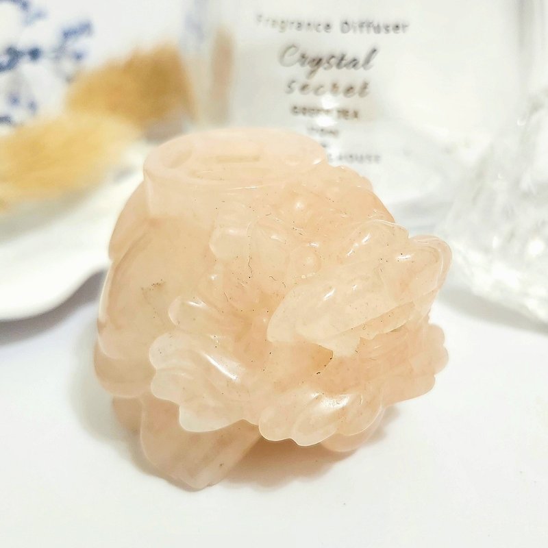 西柚粉晶背錢幣龍龜/招桃花工作運/招財之水晶 - 擺飾/家飾品 - 水晶 粉紅色