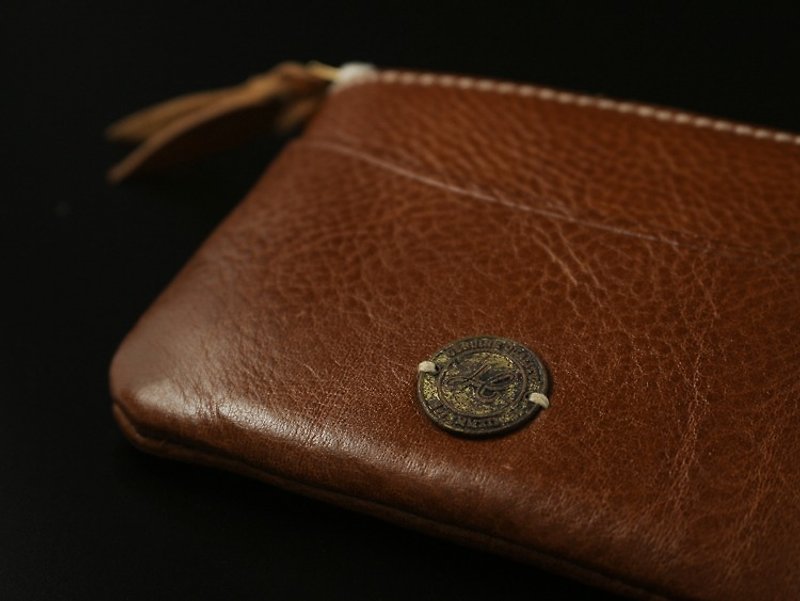 HEYOU Handmade - Coin Case Leather Coin Purse - Caramel Color - กระเป๋าใส่เหรียญ - หนังแท้ หลากหลายสี