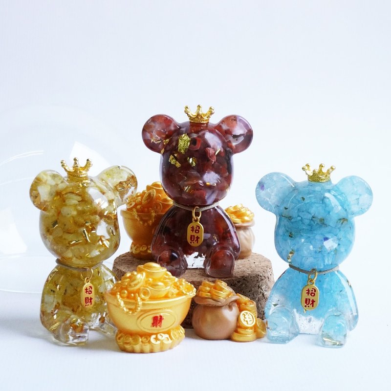 【Hourrae荷萊】招財好運水晶球 招財吊牌熊水晶擺件 - 擺飾/家飾品 - 水晶 多色