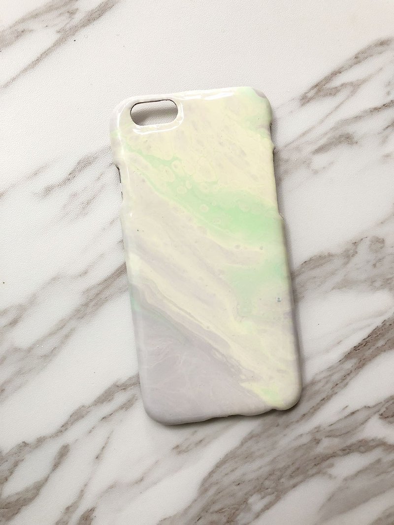 OOAK hand-painted phone case, only one available, Handmade marble IPhone case - เคส/ซองมือถือ - พลาสติก สีใส
