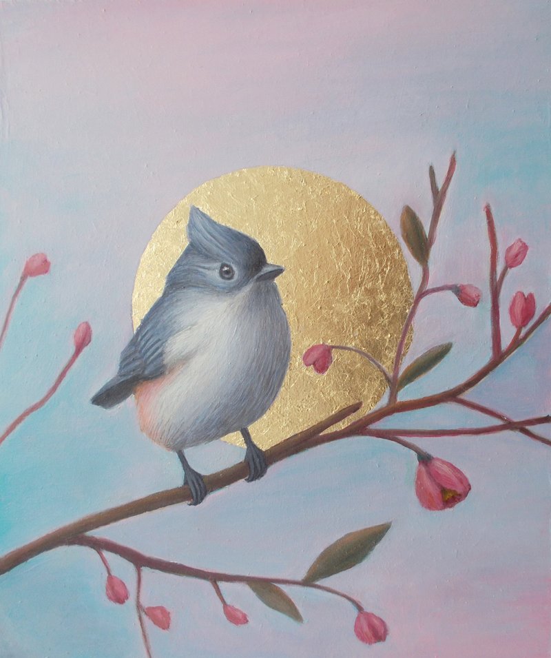 鳥畫原創藝術山雀鳥畫現代牆藝術當代藝術 - 壁貼/牆壁裝飾 - 其他材質 多色