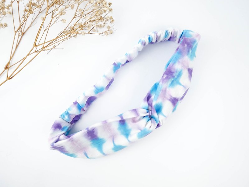 Tie-dye handmade Elastic hairband - เครื่องประดับผม - ผ้าฝ้าย/ผ้าลินิน สีม่วง