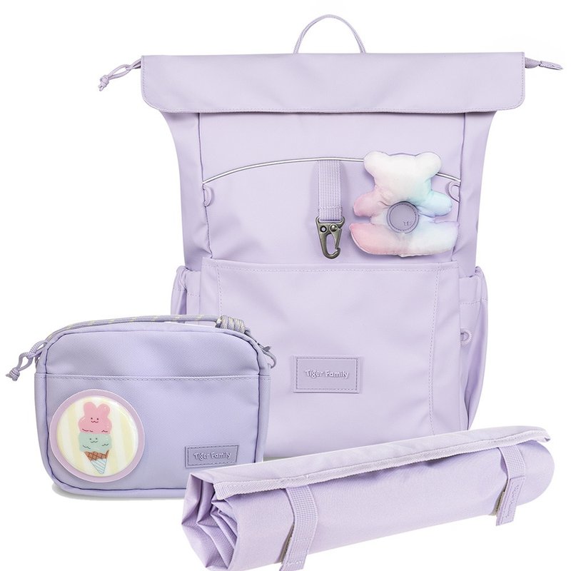 TigerFamily [Three-Piece Set] Children's Creative Casual Backpack (Large Size) - Elegant Purple - กระเป๋าเป้สะพายหลัง - วัสดุกันนำ้ สีม่วง