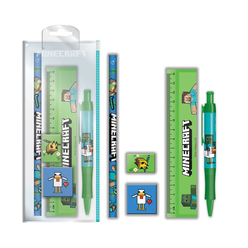 Officially Licensed Minecraft 5-in-1 Stationery Set - Other Writing Utensils - Plastic Green