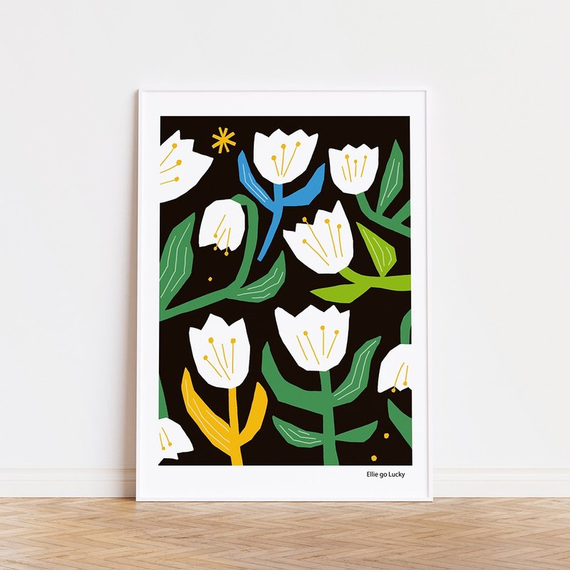 Art print/ White Tulips / Illustration poster A3,A2 - โปสเตอร์ - กระดาษ 