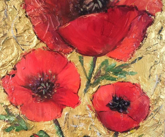 ポピーアート 花の原画 厚塗り油絵 フラワーアート OlivKan