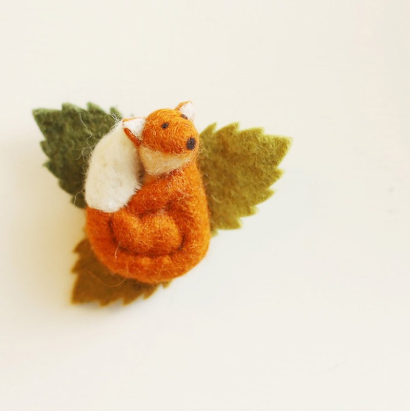 Wool felt autumn forest little fox hair accessories hat accessories suitable for cultural coins - เครื่องประดับผม - ขนแกะ สีส้ม