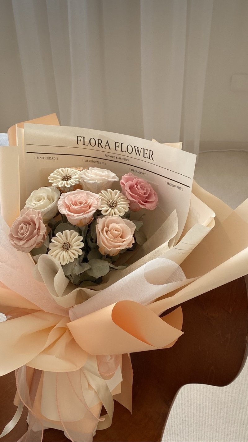 Flora Flower 乾燥永生花花束-奶油蜜橘 - 乾燥花/永生花 - 植物．花 橘色