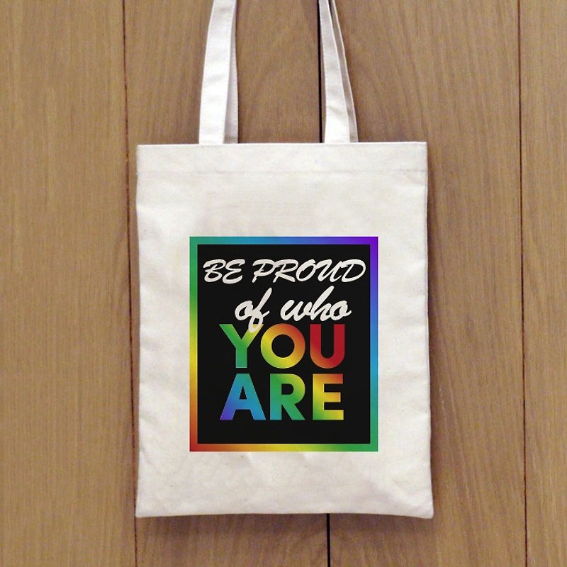 "Proud to do yourself" rainbow canvas bag - Messenger Bags & Sling Bags - Cotton & Hemp Multicolor