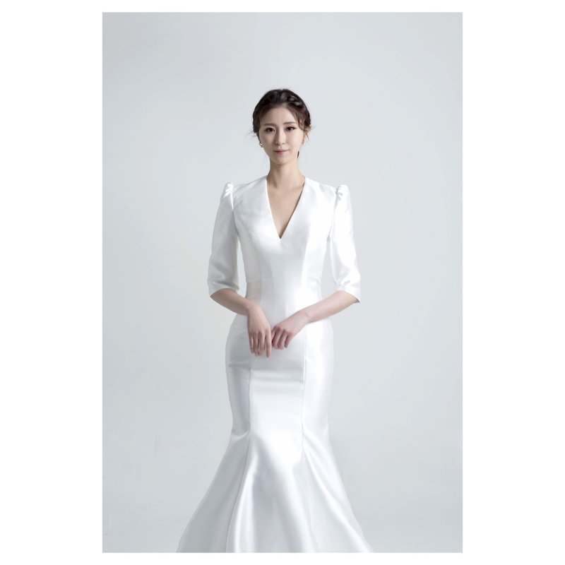 SAMPLE SALE ELIZABETH 米卡多緞面婚紗 - 禮服/小禮服 - 聚酯纖維 白色