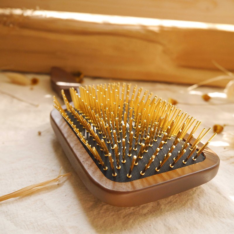 Glamorspell magic comb workshop/energy gold comb/big four- corner gold thick nee - Makeup Brushes - Wood Gold