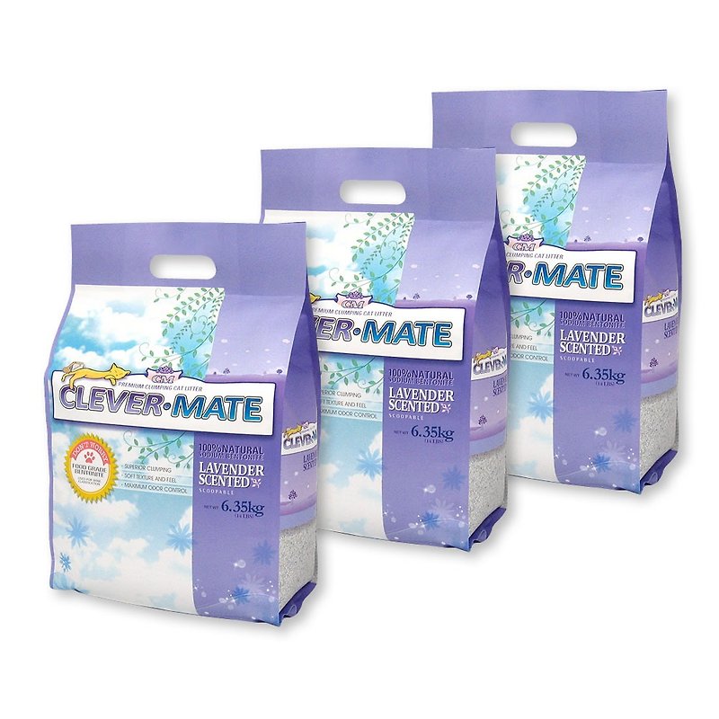 CEVER MATE Natural Bentonite + Deodorant + Antibacterial Cat Litter - Elegant Lavender (6.35 kg x 3 packs) - ทำความสะอาด - วัสดุอื่นๆ สีม่วง