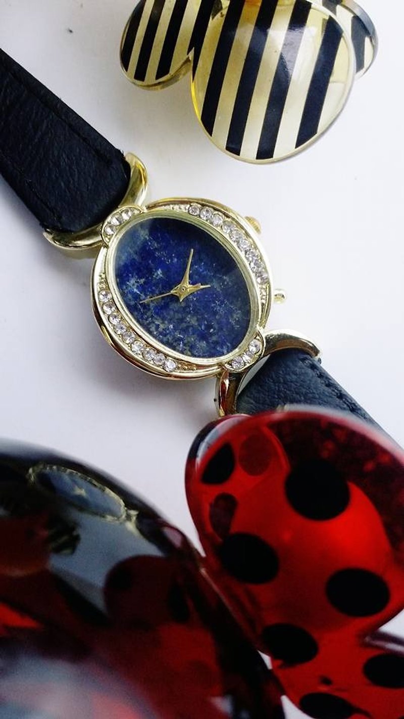 【Lost And Find】Elegant Natural lapis lazuli watch - นาฬิกาผู้หญิง - กระดาษ สีน้ำเงิน