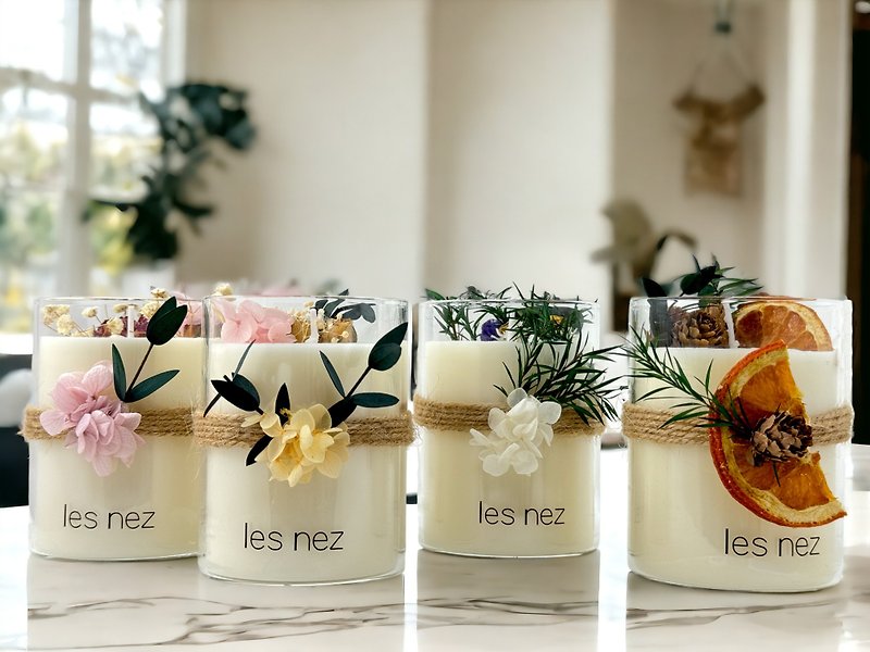 [Les nez Fragrance Nose] Brilliant Flower Language Eternal Flower Fragrance Candle Gift Box-Four Fragrances - Candles & Candle Holders - Other Materials White