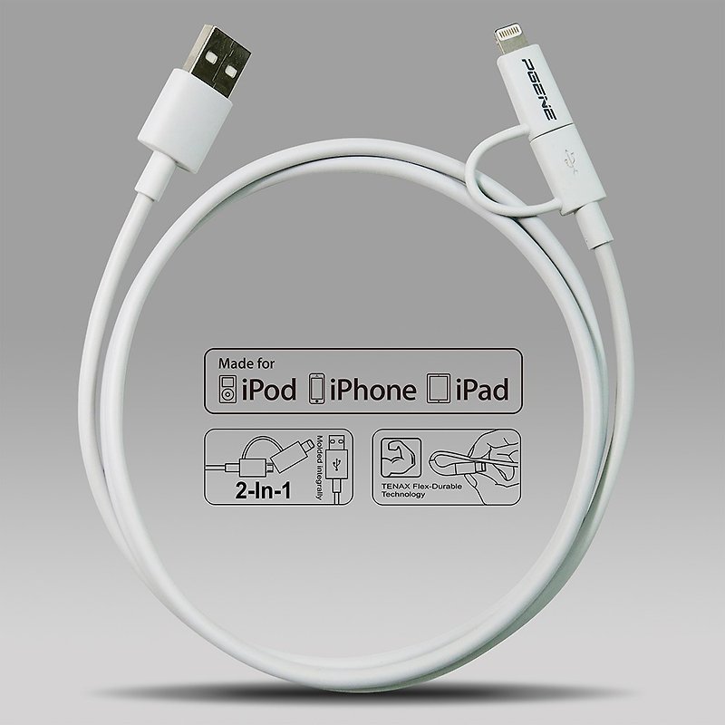 蘋果100cm充電線搭配彩繪行動電源-款式擇一2入裝 - 行動電源/充電線 - 橡膠 