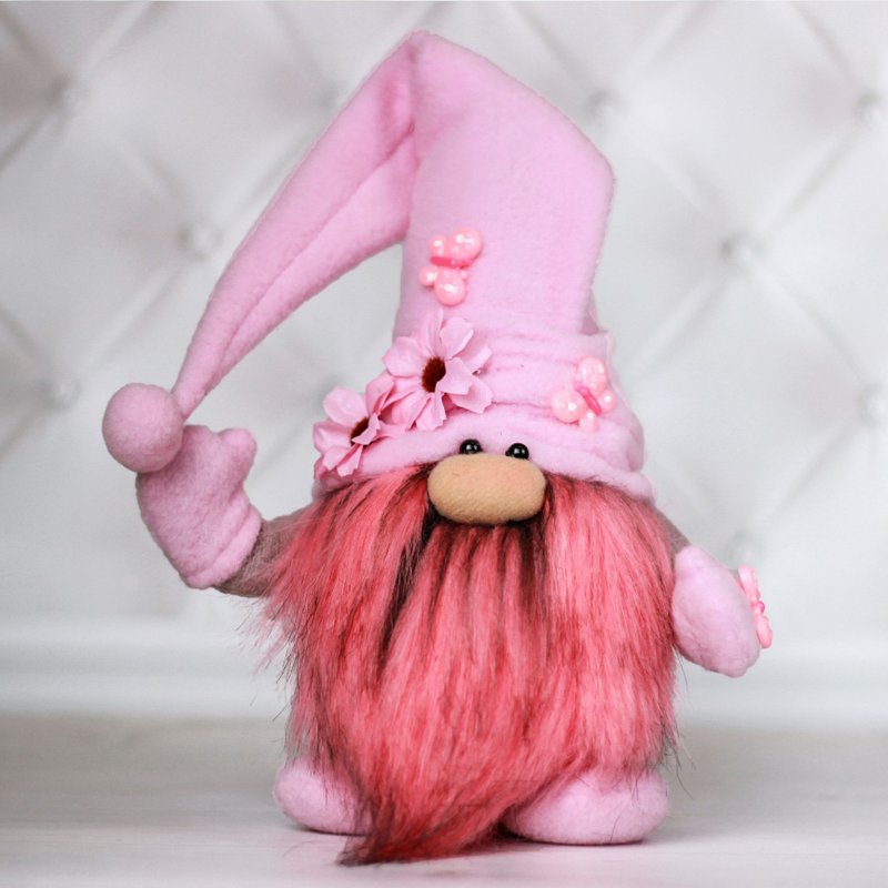 Soft stuffed toy Gnome. A plush pink Gnome. Flower Gnome - ของเล่นเด็ก - วัสดุอื่นๆ สึชมพู