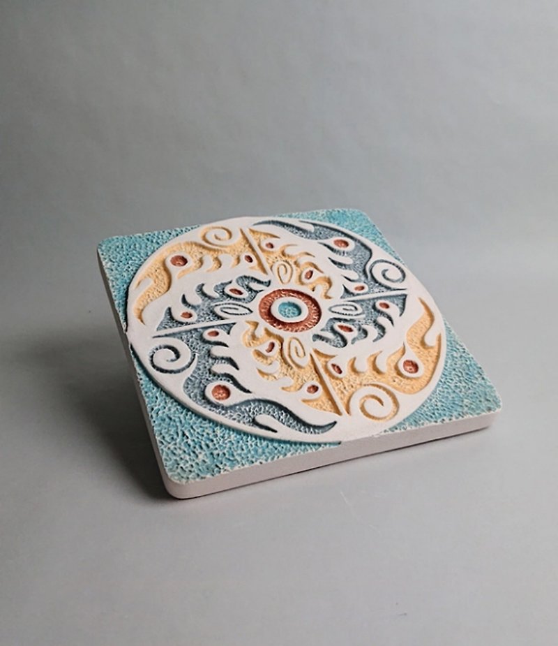 Handmade pottery absorbent coaster 01 - ที่รองแก้ว - ดินเผา ขาว