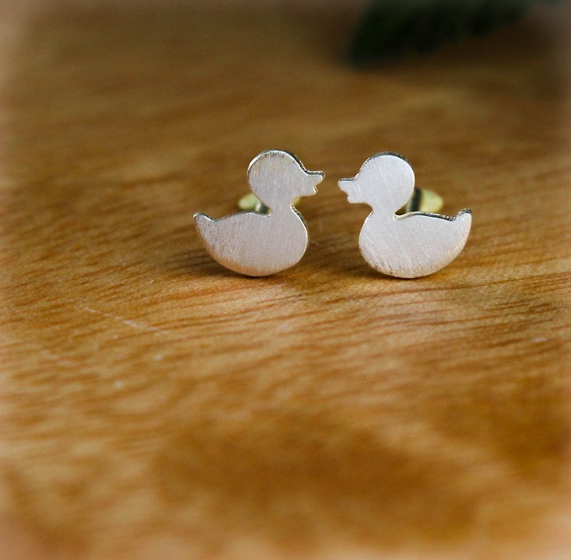 Kiss Kiss Duckie - ต่างหูเป็ดน้อยก๊าบๆ - Silver Earrings / Earrings / 耳環 / 銀 - ต่างหู - เงินแท้ 