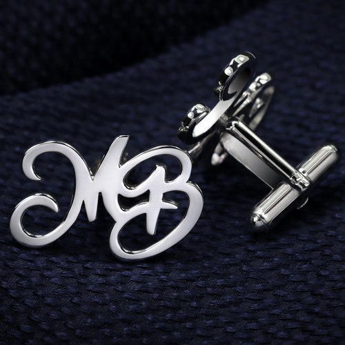 Monogrammed cufflinks Mens monogram cufflinks Sterling silver cufflinks  Gift for Groom Wedding Husband Birthday, Gift Message, Box, Handmade