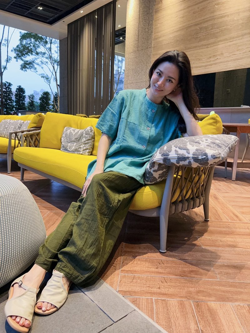 聲聲慢-流行亞麻布小立領前鈕扣襯衫、女性上衣 - 女上衣/長袖上衣 - 棉．麻 
