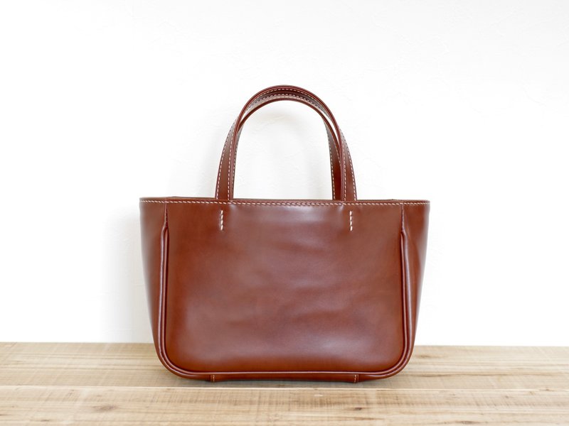 Leather Tote Bag Small Antique Brown - กระเป๋าถือ - หนังแท้ สีนำ้ตาล