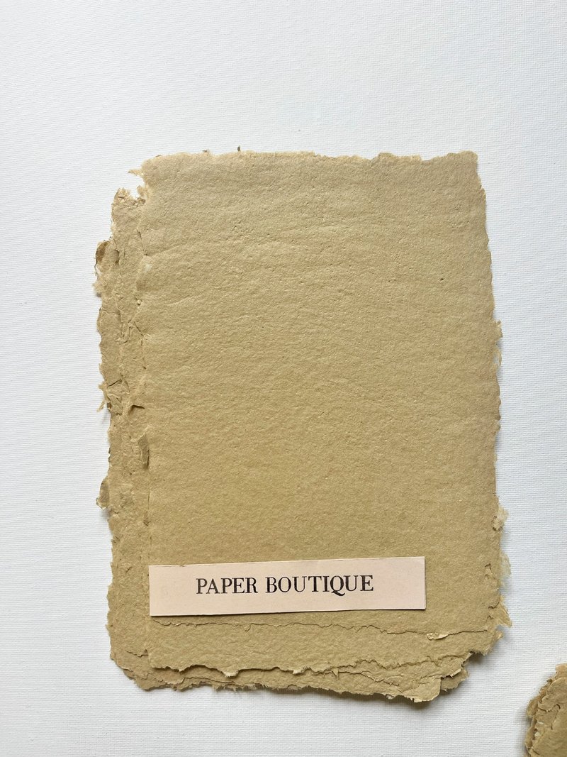 Handmade cotton paper with uneven edges. Mustard - ซองจดหมาย - กระดาษ สีกากี