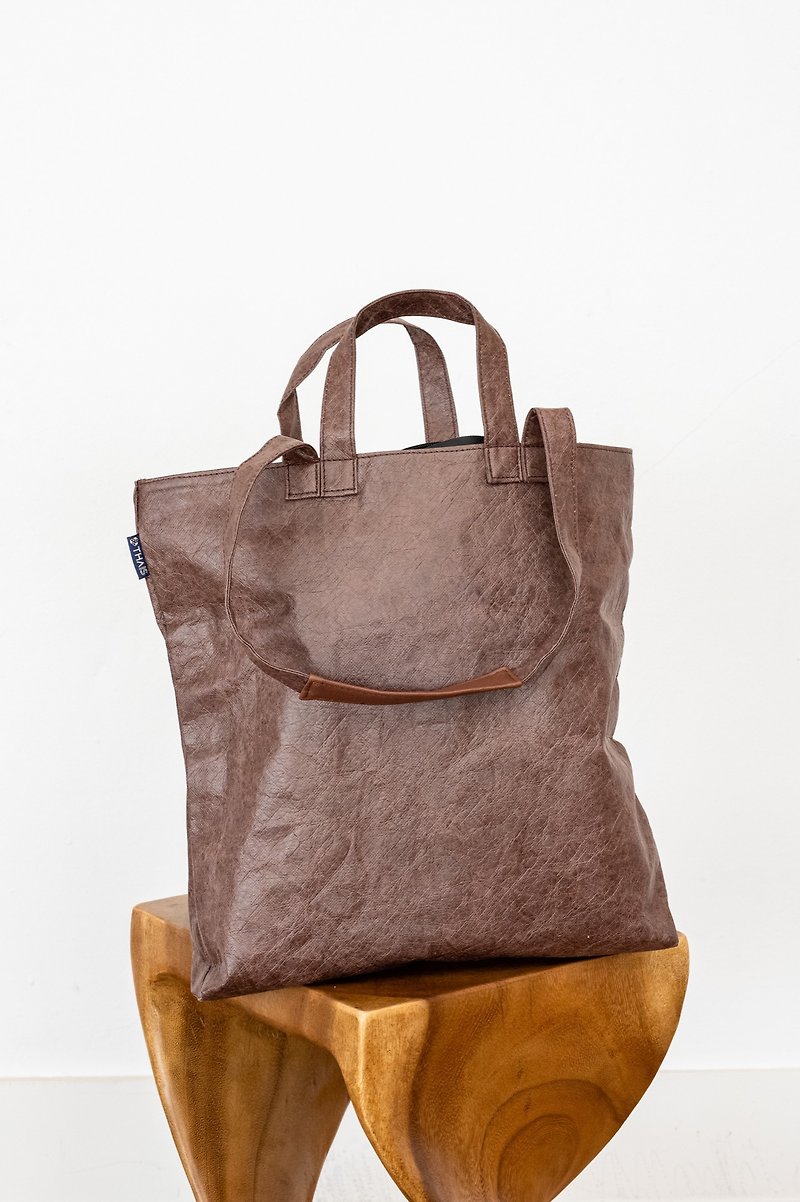 Ultralight waterproof tote bag with 2 straps - COCOA BROWN