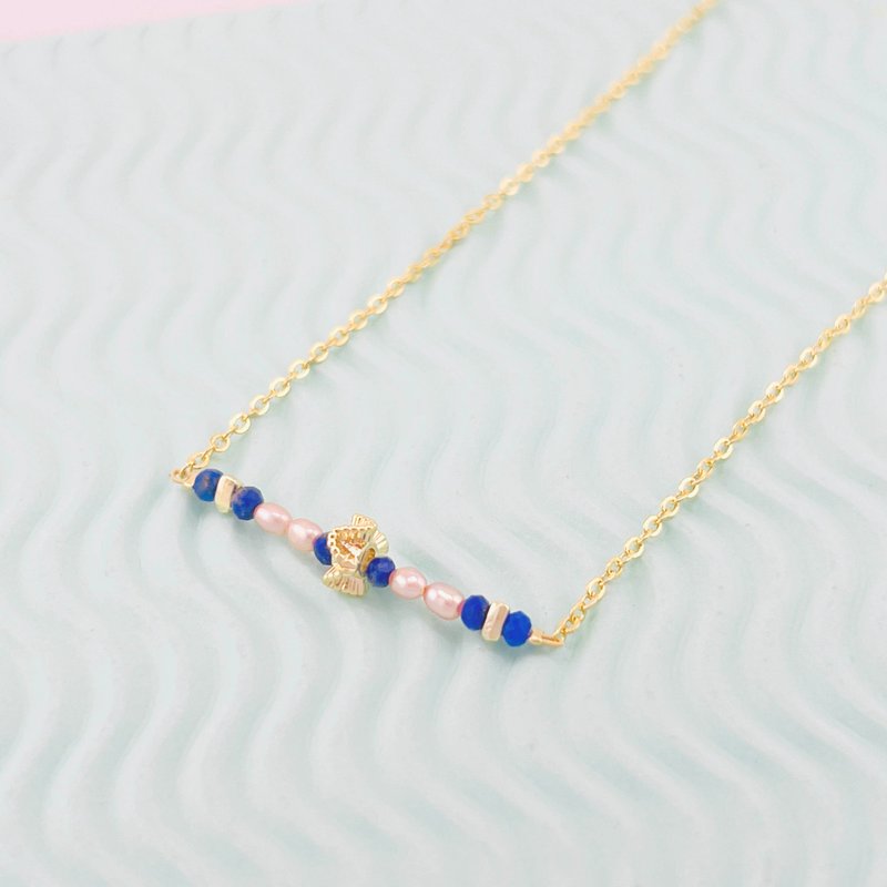 Belle Ball Series | Lapis Lazuli Purple Pearl | Natural Crystal Pearl Necklace - Necklaces - Crystal Blue