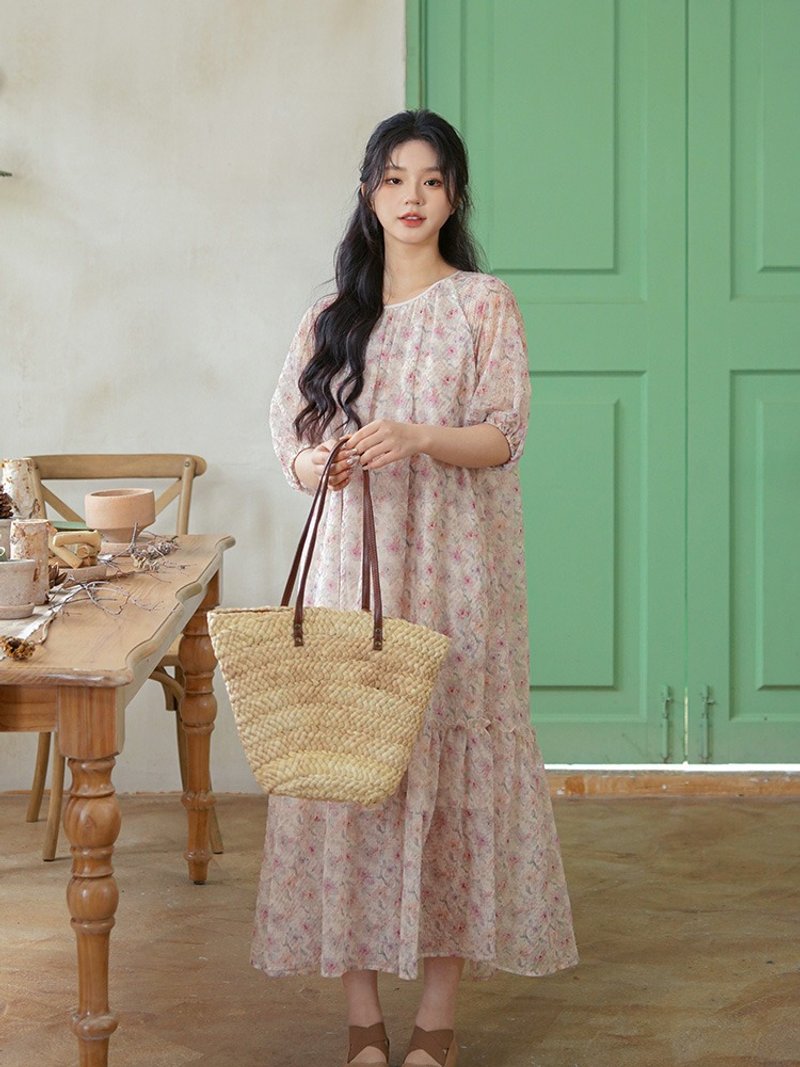 Summer French Retro Chiffon Print Dress - ชุดเดรส - วัสดุอื่นๆ หลากหลายสี