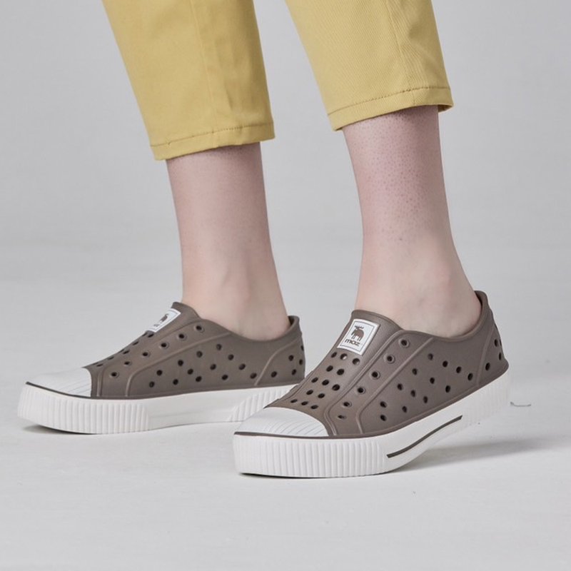 moz スウェーデン ヘラジカ バイカラービスケットウォーターシューズ (ミルクフォームチョコレート) 快適厚底 - シューズアクセサリー付き - レインシューズ・ブーツ - 防水素材 ブラウン