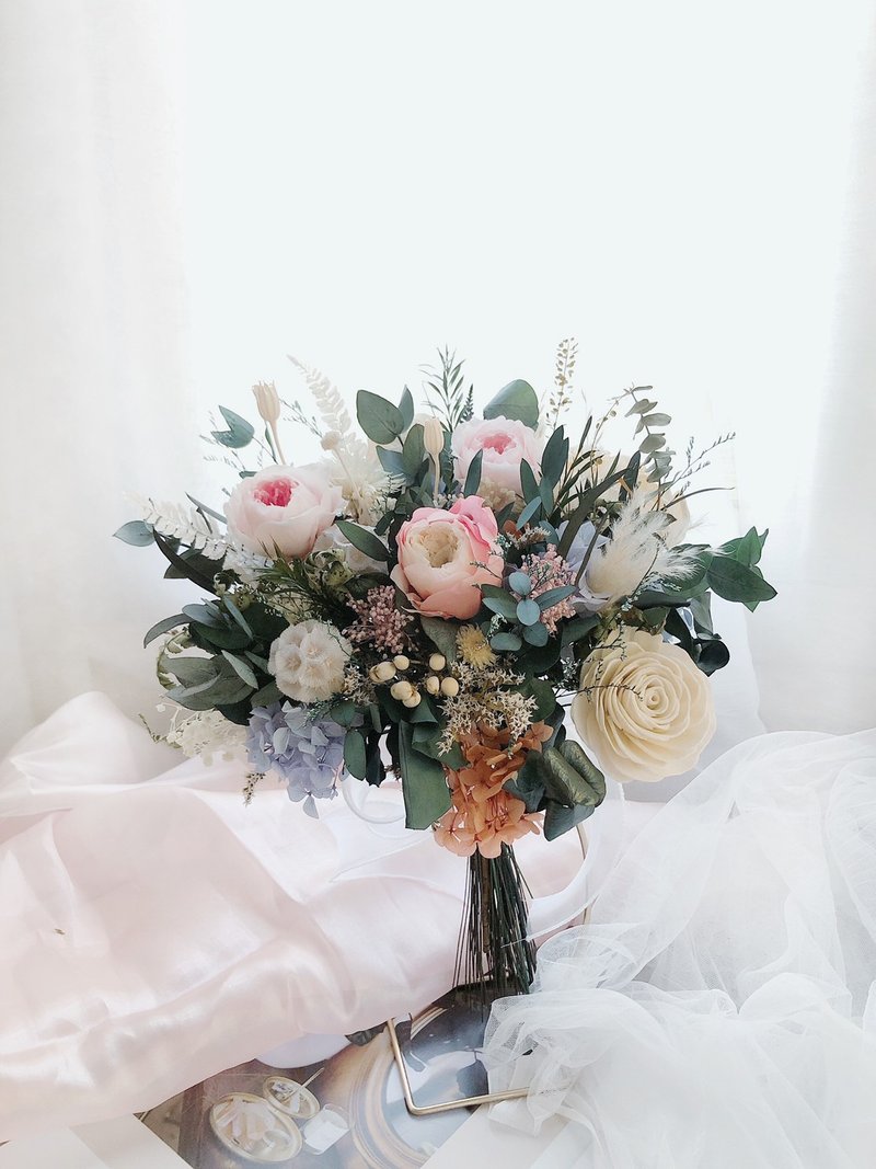 永生花 永生玫瑰花 乾燥花 新娘捧花 拍照花束 求婚花束 婚禮婚紗 - 乾燥花/永生花 - 植物．花 粉紅色