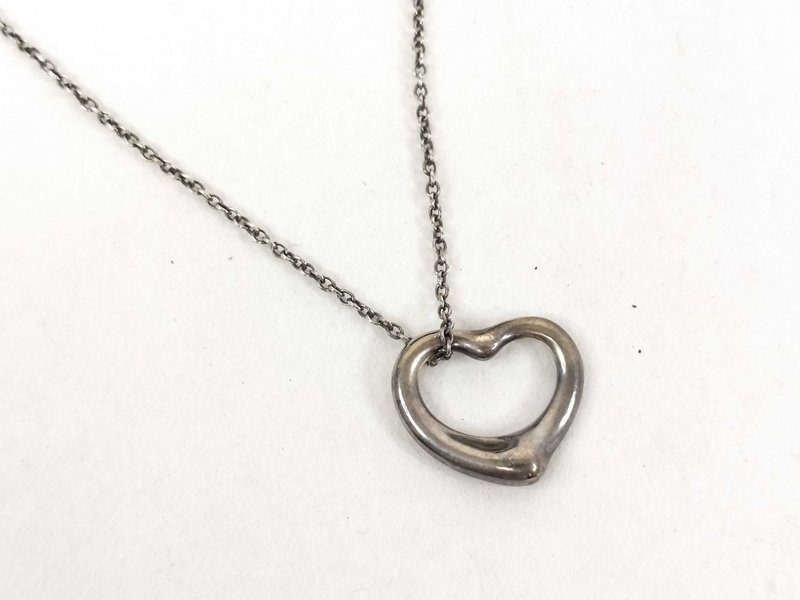 Tiffany & Co. 925 Open Heart heart necklace Japanese second-hand vintage - Necklaces - Sterling Silver Silver