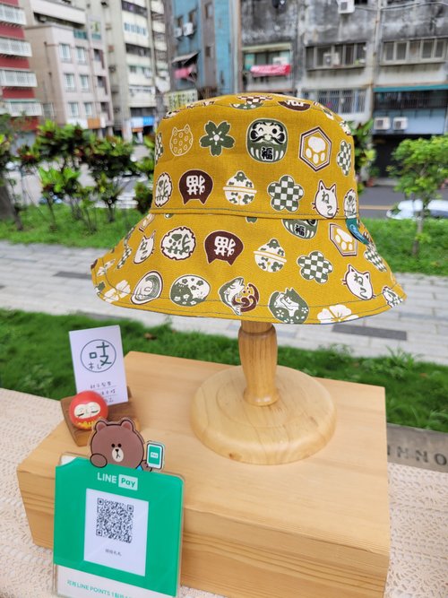 Zhizhizaza/手作り両面フィッシャーマンハット-和猫-Ka