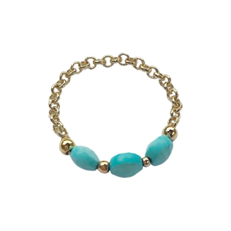 Natural Blue Turquoise Chain Ring/Ring